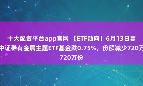 十大配资平台app官网 【ETF动向】6月13日嘉实中证稀有金属主题ETF基金跌0.75%，份额减少720万份